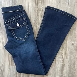 RSQ Repreve Flare Jeans Women’s 25 Dark Blue Wash High Rise Denim NWT